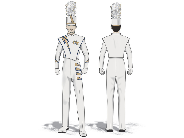 Digital rendering of customized marching band uniforms