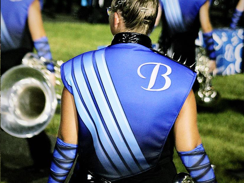 RBDC marching band uniforms blue and light blue